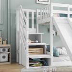 Kids Bunk Bed Frame with Slide and Steps