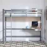 Grey Pine Loft Bunk Bed with Desk for Kids