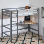 Grey Pine Loft Bunk Bed with Desk for Kids