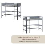 Grey Pine Loft Bunk Bed with Desk for Kids