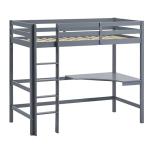 Grey Pine Loft Bunk Bed with Desk for Kids