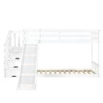 Kids Bunk Bed with Ladder and Slide, White