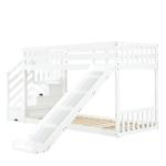 Kids Bunk Bed with Ladder and Slide, White