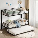 VECELO Metal Bunk Bed with Trundle and Ladder