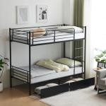 Black Twin Over Twin Bunk Bed with Drawers