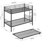 VECELO Metal Bunk Bed with Trundle and Ladder