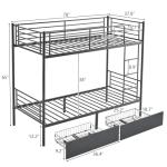 Black Twin Over Twin Bunk Bed with Drawers