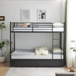 Black Twin Over Twin Bunk Bed with Drawers