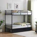 Black Twin Over Twin Bunk Bed with Drawers