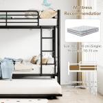 VECELO Metal Bunk Bed with Trundle and Ladder