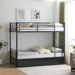 Black Twin Over Twin Bunk Bed with Drawers