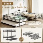 VECELO Metal Bunk Bed with Trundle and Ladder
