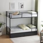 Black Twin Over Twin Bunk Bed with Drawers