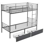 Black Twin Over Twin Bunk Bed with Drawers