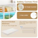 COSTWAY Metal Bunk Bed with Desk and LED Lights