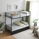 Karlhome Twin Over Twin Metal Bunk Bed with Drawers
