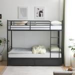 Karlhome Twin Over Twin Metal Bunk Bed with Drawers