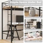 Multigot Metal Loft Bunk Bed with Guardrail - Black