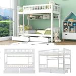 Wooden Bunk Bed with Storage and Shelf