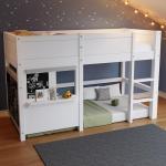 White Bunk Bed with Shelf for Kids and Teens