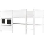 White Bunk Bed with Shelf for Kids and Teens