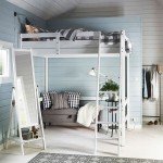 White Wooden Loft Bunk Bed with Stairs