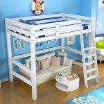 Solid Pine Wood High Sleeper Bunk Bed with Stairs