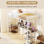 Metal Bunk Bed with Desk and RGB Lights