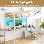 Metal Bunk Bed with Desk and RGB Lights