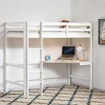Sydney High Sleeper Bunk Bed with Desk - White