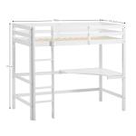 Sydney High Sleeper Bunk Bed with Desk - White