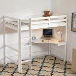 Sydney High Sleeper Bunk Bed with Desk - White