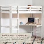 Sydney High Sleeper Bunk Bed with Desk - White