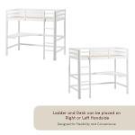 Sydney High Sleeper Bunk Bed with Desk - White