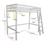 High Sleeper Wooden Bunk Bed Frame - White