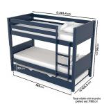 Luca Navy Wooden Bunk Bed with Trundle