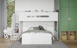 White L Shaped Triple Bunk Bed with Staircase