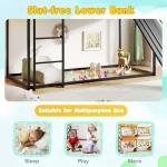 Metal Bunk Bed with Slide and Guardrails