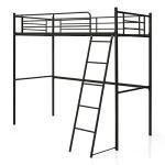 COSTWAY Metal Bunk Bed with Ladder and Guardrail