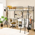 COSTWAY Metal Bunk Bed with Ladder and Guardrail
