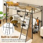 COSTWAY Metal Bunk Bed with Ladder and Guardrail