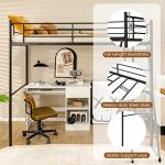 COSTWAY Metal Bunk Bed with Ladder and Guardrail