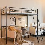 COSTWAY Metal Bunk Bed with Ladder and Guardrail