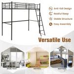 COSTWAY Metal Bunk Bed with Ladder and Guardrail