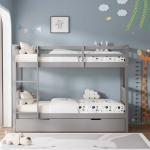 Oliver Grey Wooden Bunk Bed with Trundle