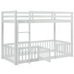 White Solid Wood Bunk Bed with Safety Rails