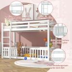 White Solid Wood Bunk Bed with Safety Rails