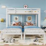 Triple Bunk Bed for Kids - Solid Pine Frame