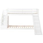 Kids Wooden Bunk Bed Frame with Slide and Stairs