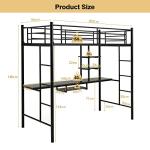 Metal Bunk Bed with Desk and Safety Guardrail
